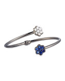 18K Black Gold Diamond & Blue Sapphire Floral Bypass Bracelet