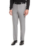 Super 150s Flannel Flat-Front Trousers, Light Gray