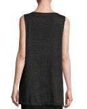 Boiled Merino Jersey Sleeveless Top, Black Charcoal