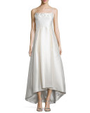 Adashi Sleeveless High-Low Gown, Pearl