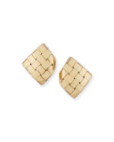 18K Woven Gold Clip-On Earrings with Diamonds