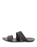 Clem Flat Leather Slide Sandal, Gold