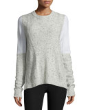 Tamara Melange Cashmere Pullover Sweater, Light Gray