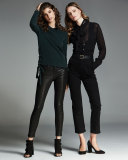 Le Skinny Leather Pants, Washed Black