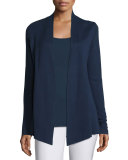 Silk Organic Cotton Open Cardigan, Midnight