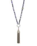 Beaded Iolite & Diamond Tassel Pendant Necklace