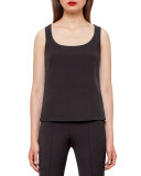 Scoop-Neck Silk Shell, Black