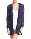 Tassel-Trim Beach Cardigan
