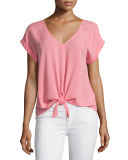 Short-Sleeve Tie-Waist Top