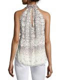 The New Morrison Snakeskin-Print Sleeveless Top, Natural/Gray