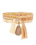 Crystal & Howlite Beaded Stretch Bracelets, Set of 3, Peach