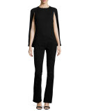 Liliana Wool Cape Sweater, Black