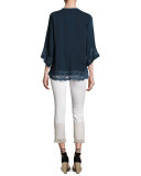 Embroidered V-Neck Blouse 