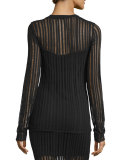 Jacquard Long-Sleeve Top, Black