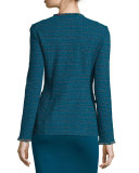 Tweed Double-Breasted Jacket, Tanzanite/Multi