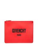 Leather Logo Pouch, Red
