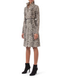 Belted Cheetah-Print Shirtdress, Date/Steppe 