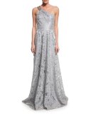One-Shoulder Embroidered Gown 