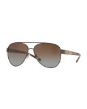 Gradient Polarized Aviator Sunglasses, Brown