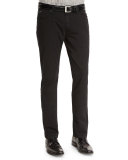 Five-Pocket Stretch-Cotton Pants, Black