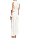 Collection Wide-Leg Tux Pants, Off White