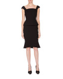 Abbey Square-Neck Peplum Tank, Black