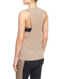 Heat Wave Sleeveless Ribbed Sport Tank, Gravel