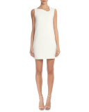 Sleeveless Asymmetric-Neck Sheath Mini Dress, White