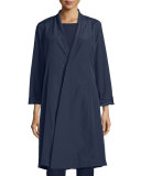 Organic-Cotton/Nylon A-line Knee-Length Jacket 