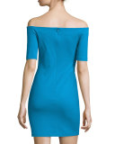 Electra Off-The-Shoulder Mini Dress, Electric Teal