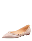 Rockstud Patent Ballerina Flat, Black