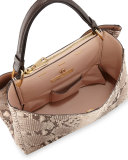 Seven Python & Vitello Tote Bag, Cream/Brown/Natural
