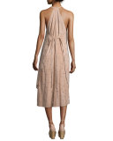 Eyelet Leather Apron Dress, Pink Sand