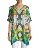 Half-Sleeve Overlay Printed Tunic