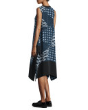 Cyra Printed Silk-Blend Shift Dress, Navy