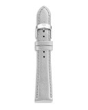 16mm Metallic Saffiano Leather Strap, Silver