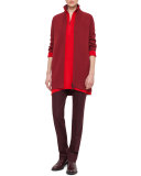 Bicolor Reversible Zip-Front Coat, Miracle Berry
