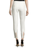 Slim-Leg Tapered Ankle Pants, Chalk