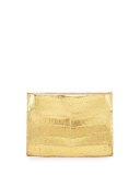 Crocodile Small Clutch Bag, Silver/Gold