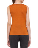Sleeveless Cashmere/Silk Jewel-Neck Top, Karminspint
