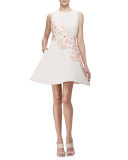 sleeveless floral embellished fit & flare dress