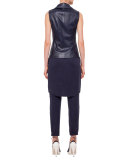 Napa Leather Moto Vest, Navy