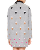 Long-Sleeve Shawl-Collar Coat, Gray