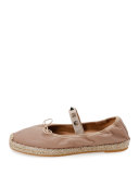 Rockstud Leather Ballerina Espadrille Flat