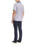 Bubble-Print Polo Shirt, Blue