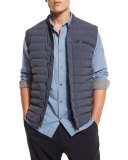 Quilted Nylon-Blend Down Vest, Gray