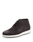 Pebbled Leather Chukka Sneaker, Black