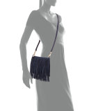 Finn Fringe Suede Crossbody Bag, Moon