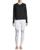 Coast Mesh-Panel Sport Leggings, White