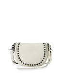 Unlined Studded Saddle Bag, Antique White